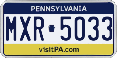 PA license plate MXR5033