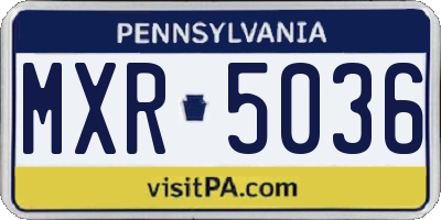 PA license plate MXR5036