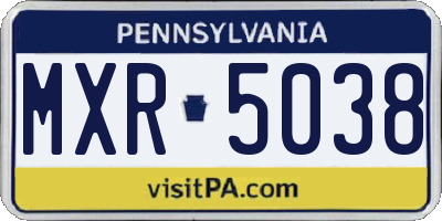 PA license plate MXR5038