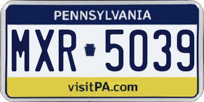 PA license plate MXR5039