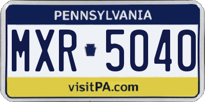 PA license plate MXR5040