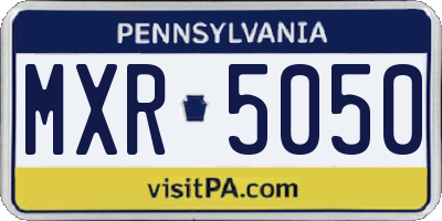 PA license plate MXR5050