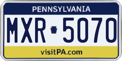PA license plate MXR5070