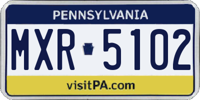 PA license plate MXR5102
