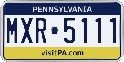 PA license plate MXR5111