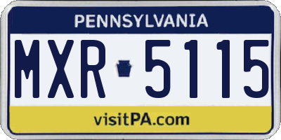 PA license plate MXR5115
