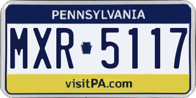 PA license plate MXR5117