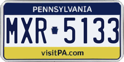 PA license plate MXR5133