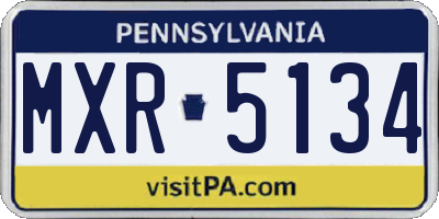 PA license plate MXR5134