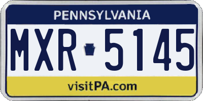 PA license plate MXR5145