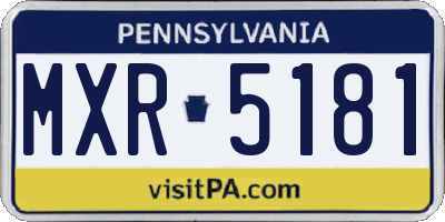 PA license plate MXR5181