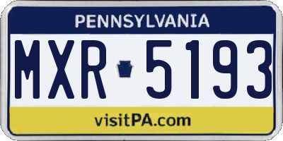 PA license plate MXR5193