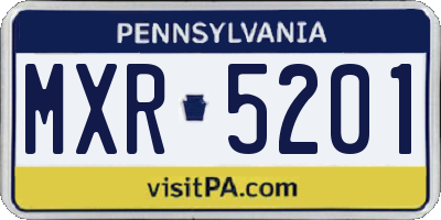 PA license plate MXR5201