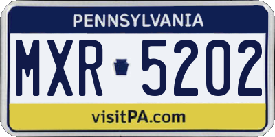 PA license plate MXR5202