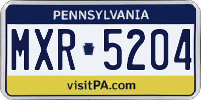PA license plate MXR5204