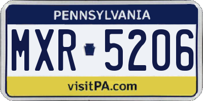 PA license plate MXR5206