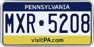 PA license plate MXR5208