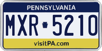 PA license plate MXR5210