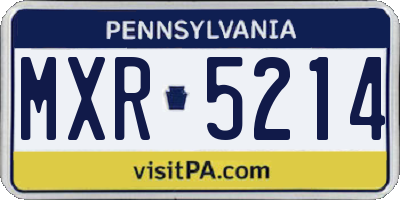 PA license plate MXR5214