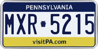 PA license plate MXR5215