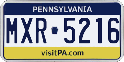 PA license plate MXR5216