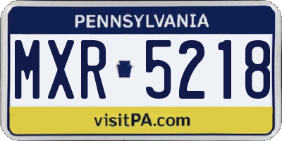 PA license plate MXR5218