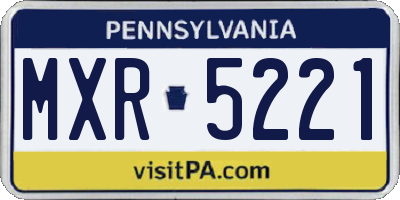 PA license plate MXR5221
