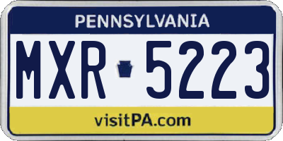 PA license plate MXR5223