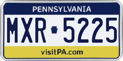 PA license plate MXR5225