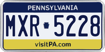 PA license plate MXR5228