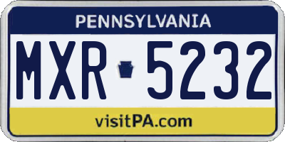 PA license plate MXR5232