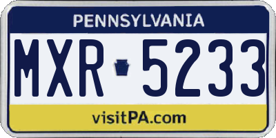 PA license plate MXR5233