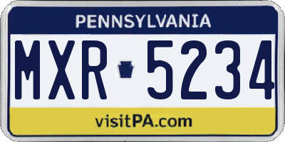PA license plate MXR5234