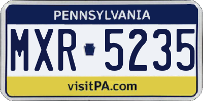 PA license plate MXR5235