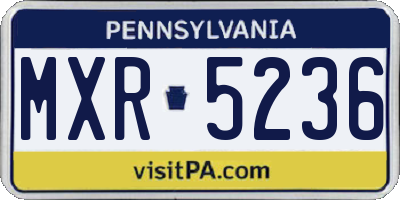 PA license plate MXR5236