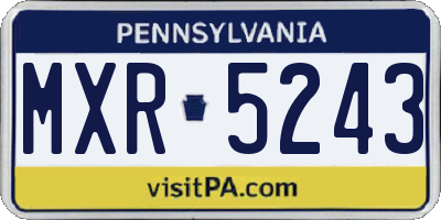 PA license plate MXR5243
