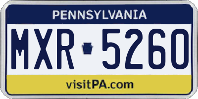 PA license plate MXR5260