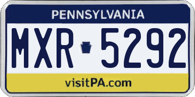PA license plate MXR5292
