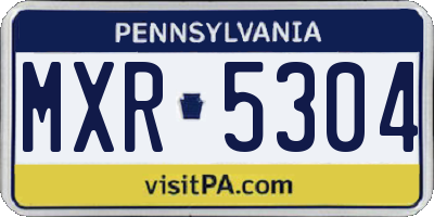 PA license plate MXR5304