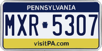 PA license plate MXR5307