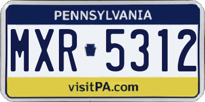 PA license plate MXR5312