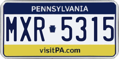 PA license plate MXR5315