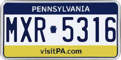 PA license plate MXR5316