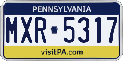 PA license plate MXR5317