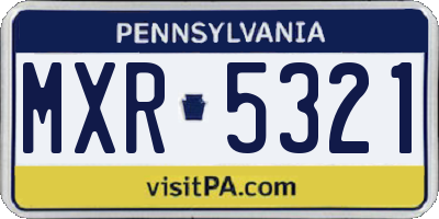 PA license plate MXR5321