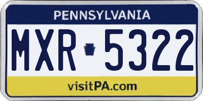 PA license plate MXR5322