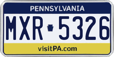 PA license plate MXR5326