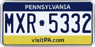 PA license plate MXR5332