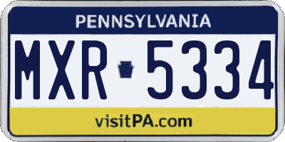 PA license plate MXR5334