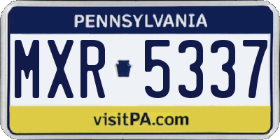PA license plate MXR5337